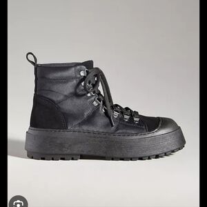 Anthropologie Black Lace-Up Boots